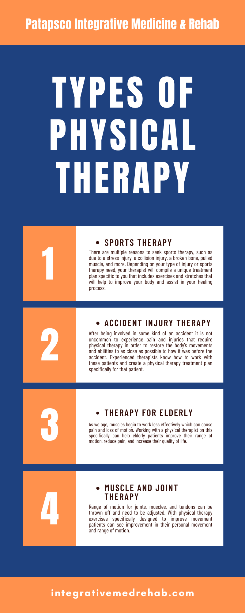 TYPES OF PHYSICAL THERAPY INFOGRAPHIC